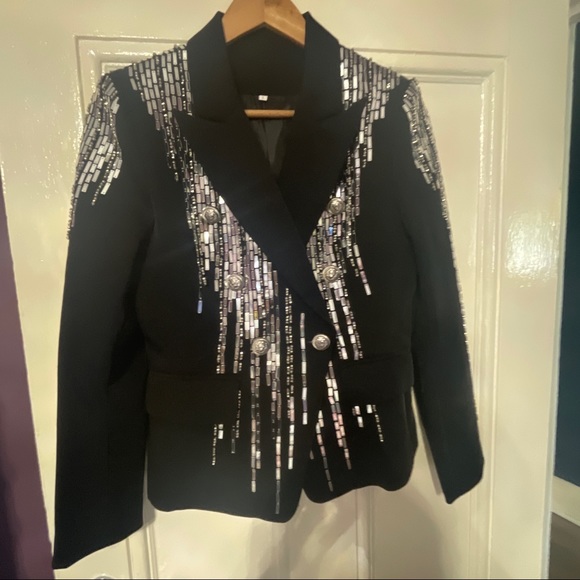 Double Breasted Black & Silver Blazer - Picture 3 of 6